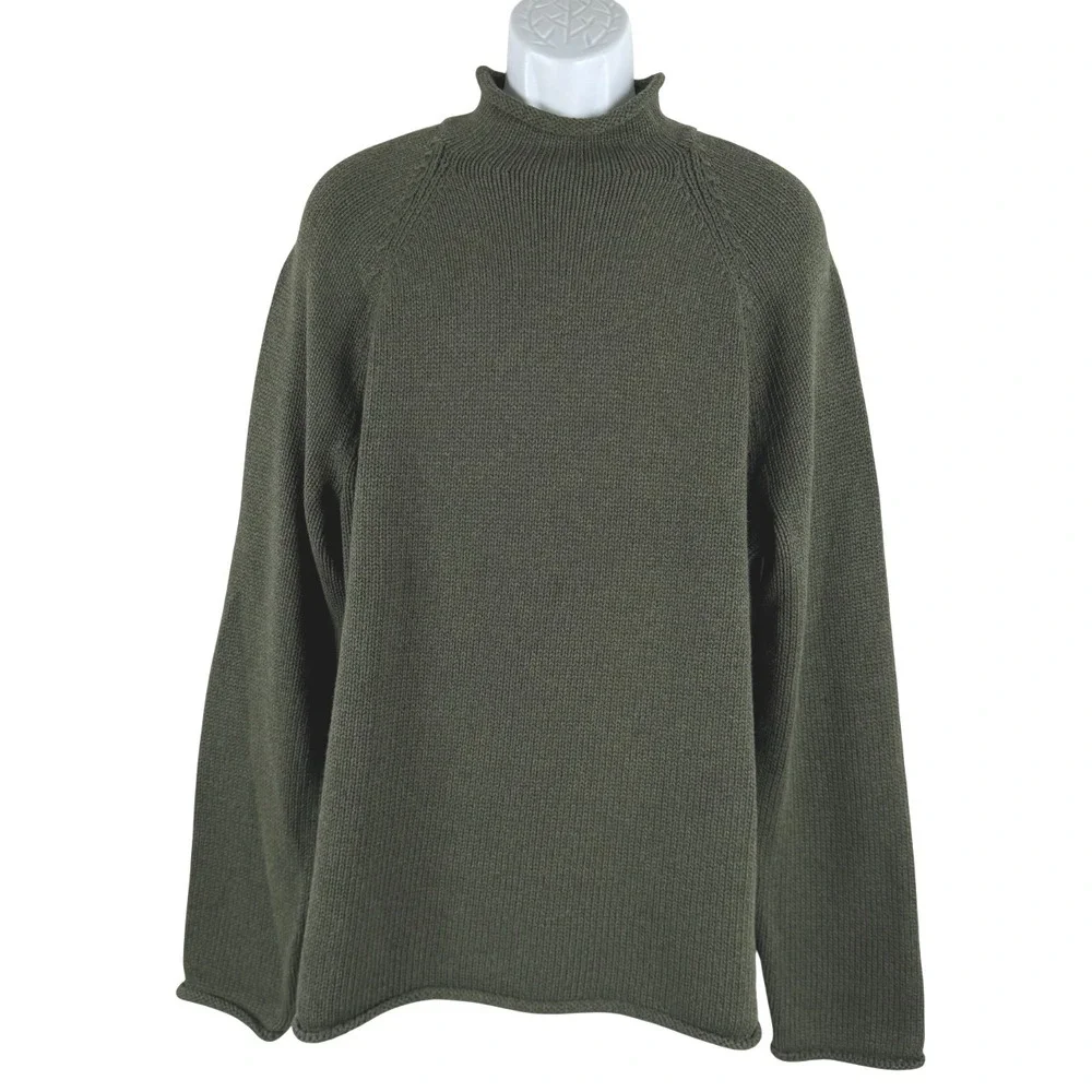 J. Crew 1988 Rollneck‎ Sweater Mens XL Green Cotton Solid NWT FS-1520